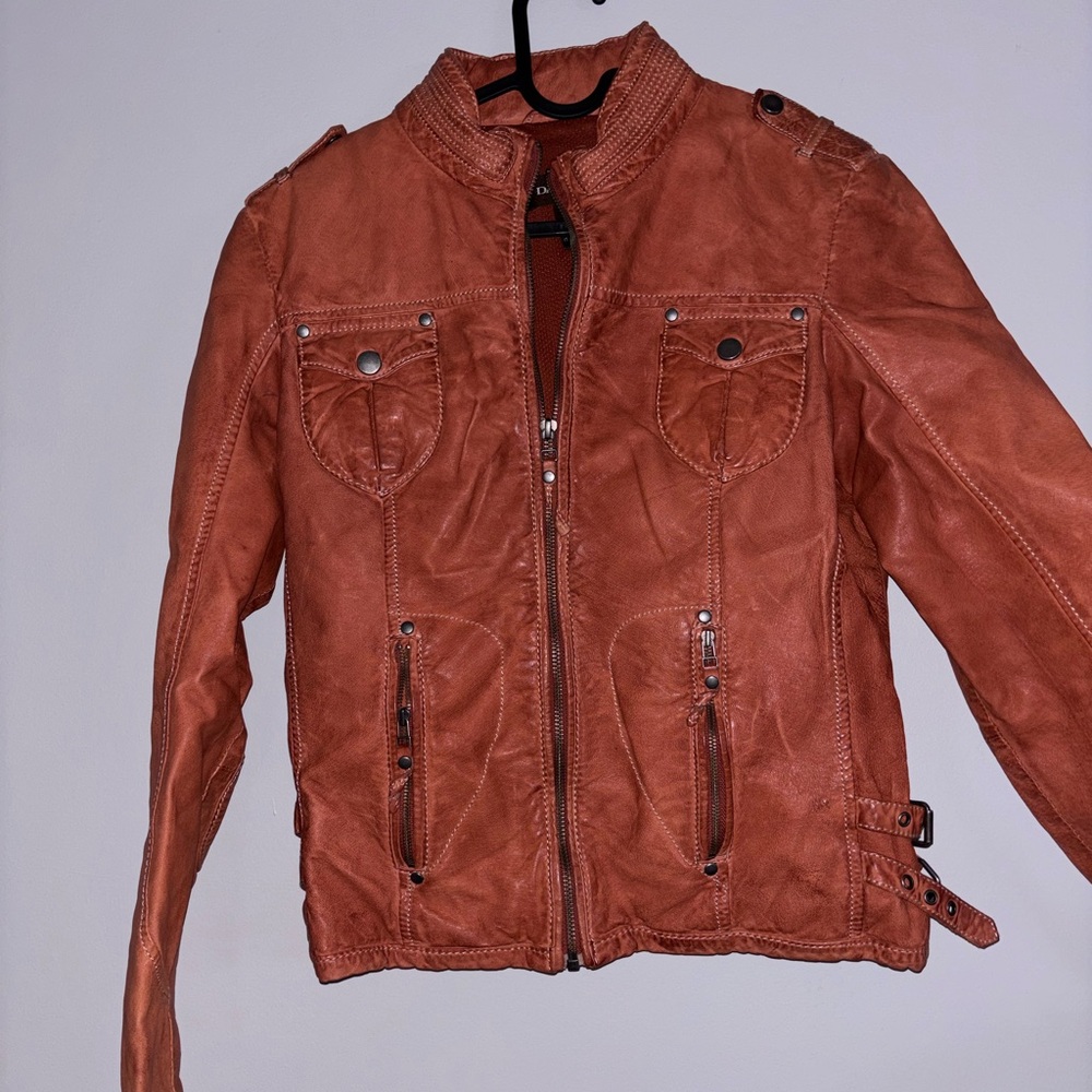 Vintage Danier Rust Leather Bomber Jacket